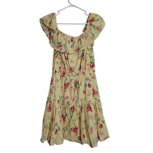 Lauren Ralph Lauren Floral Crinkled 100% Cotton Dress 10 Ruffles Cottagecore